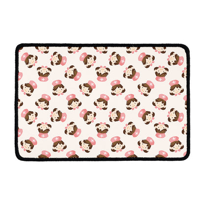 Cute Cartoon Nurse Pattern Print Kitchen Mat