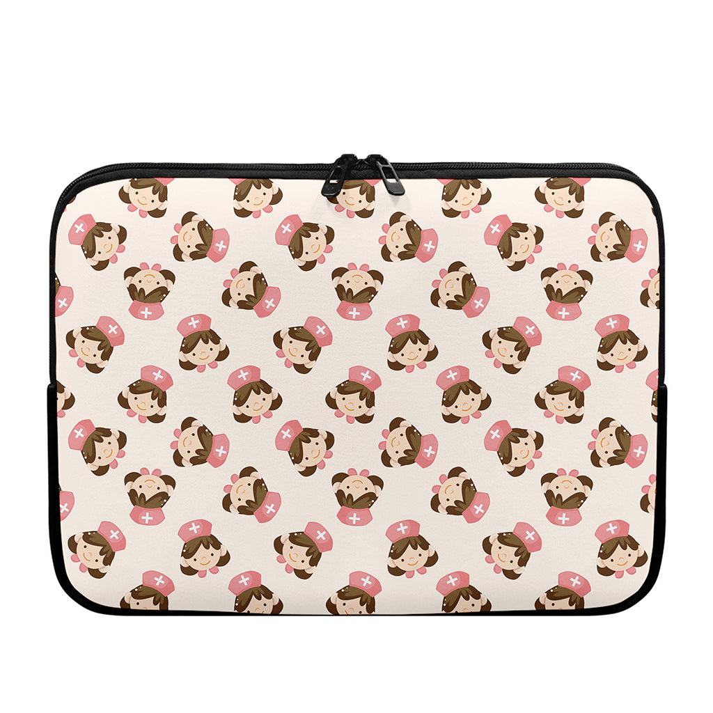 Cute Cartoon Nurse Pattern Print Laptop Sleeve
