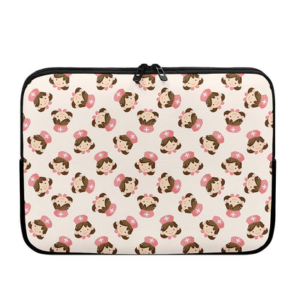 Cute Cartoon Nurse Pattern Print Laptop Sleeve