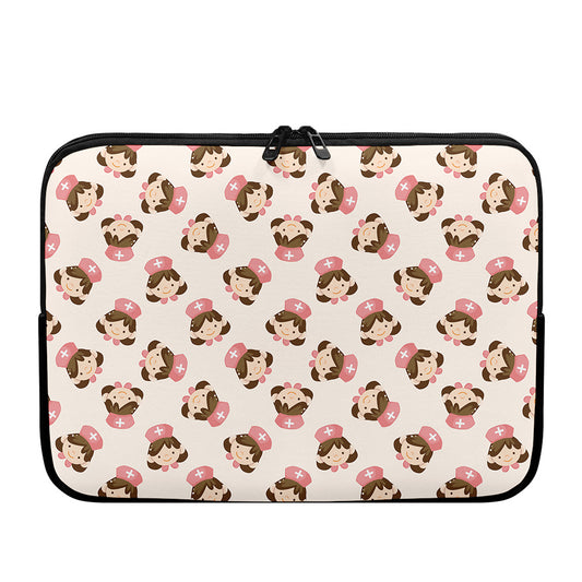 Cute Cartoon Nurse Pattern Print Laptop Sleeve
