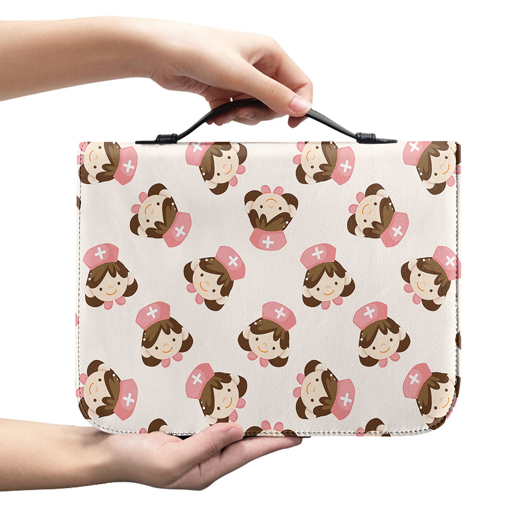 Cute Cartoon Nurse Pattern Print Leather Bible Cover