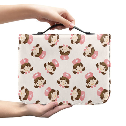 Cute Cartoon Nurse Pattern Print Leather Bible Cover