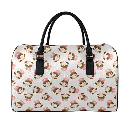 Cute Cartoon Nurse Pattern Print Leather Duffle Bag