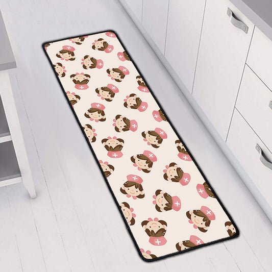 Cute Cartoon Nurse Pattern Print Long Kitchen Mat