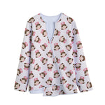 Cute Cartoon Nurse Pattern Print Long Sleeve Short Coat