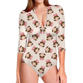 Cute Cartoon Nurse Pattern Print Long Sleeve Swimsuit