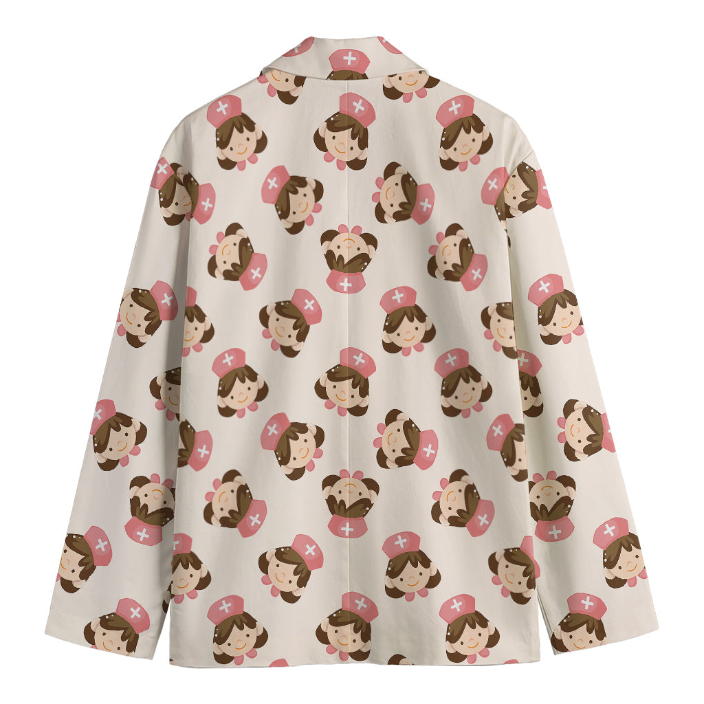 Cute Cartoon Nurse Pattern Print Men's Blazer
