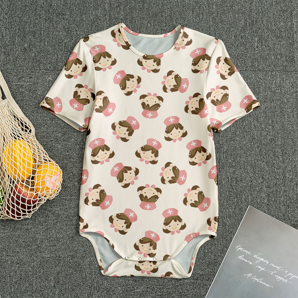 Cute Cartoon Nurse Pattern Print Men's Bodysuit