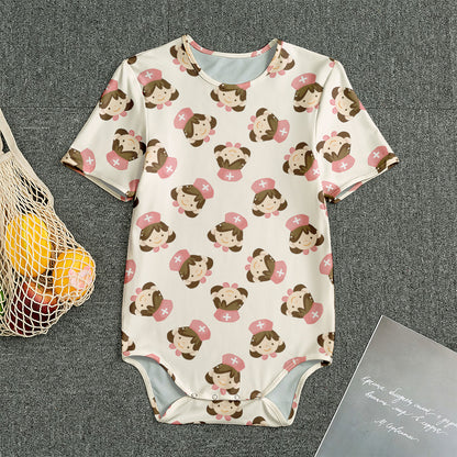 Cute Cartoon Nurse Pattern Print Men's Bodysuit
