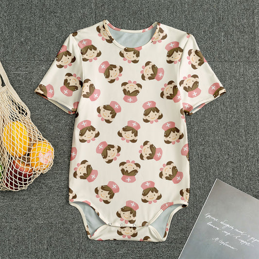 Cute Cartoon Nurse Pattern Print Men's Bodysuit