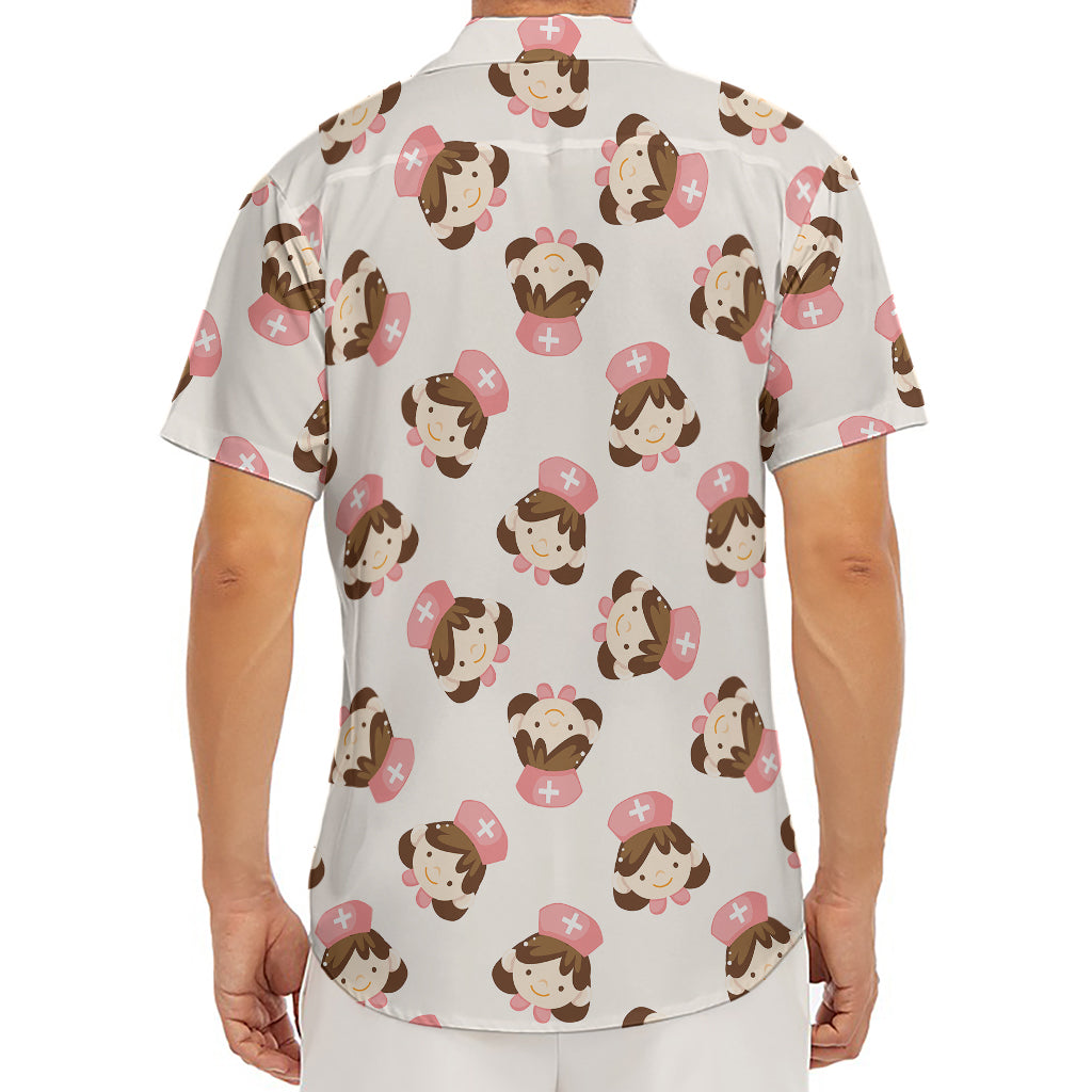 Cute Cartoon Nurse Pattern Print Men's Deep V-Neck Shirt