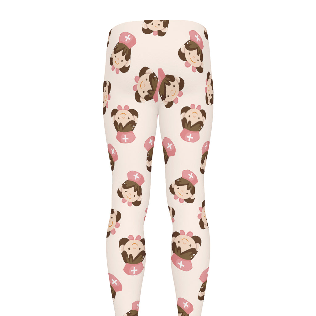 Cute Cartoon Nurse Pattern Print Men's leggings