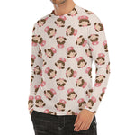 Cute Cartoon Nurse Pattern Print Men's Long Sleeve Rash Guard
