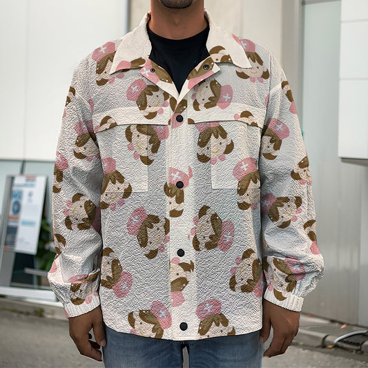 Cute Cartoon Nurse Pattern Print Men's Shirt Jacket