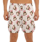 Cute Cartoon Nurse Pattern Print Men's Split Running Shorts