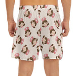 Cute Cartoon Nurse Pattern Print Men's Split Running Shorts
