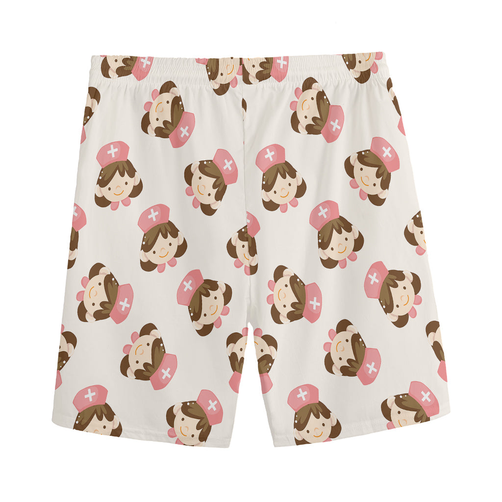 Cute Cartoon Nurse Pattern Print Men's Sports Shorts