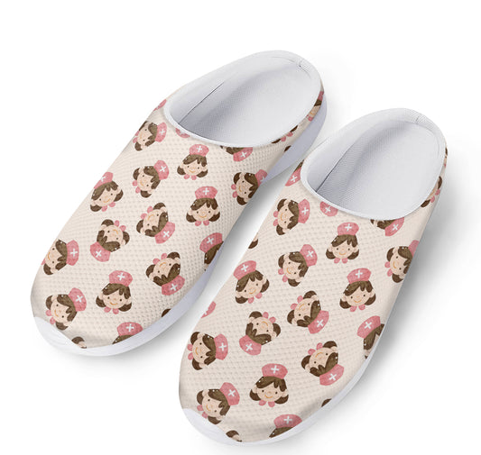 Cute Cartoon Nurse Pattern Print Mesh Casual Shoes