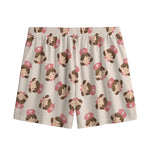 Cute Cartoon Nurse Pattern Print Mesh Shorts