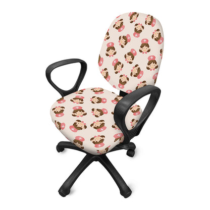 Cute Cartoon Nurse Pattern Print Office Chair Cover