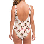 Cute Cartoon Nurse Pattern Print One Piece Swimsuit