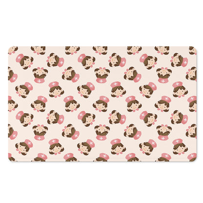 Cute Cartoon Nurse Pattern Print Polyester Doormat