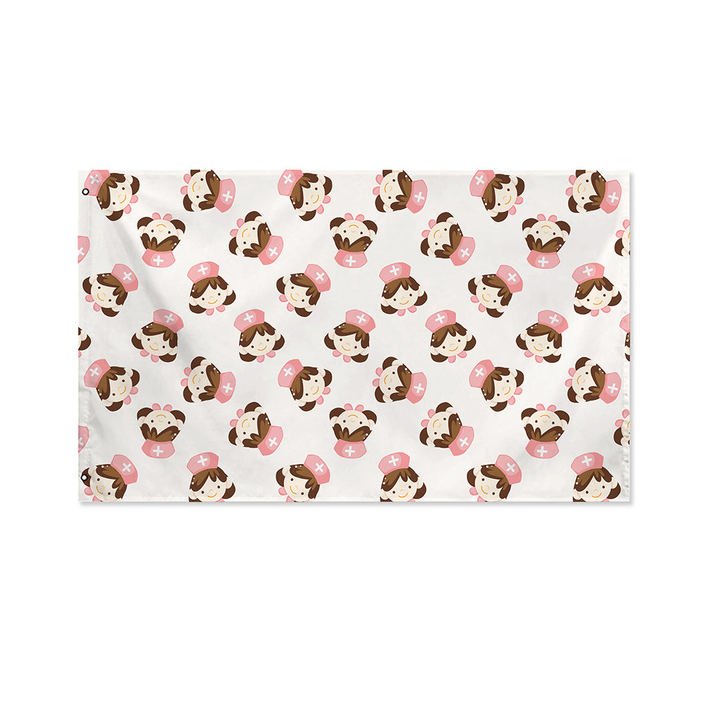 Cute Cartoon Nurse Pattern Print Polyester Flag