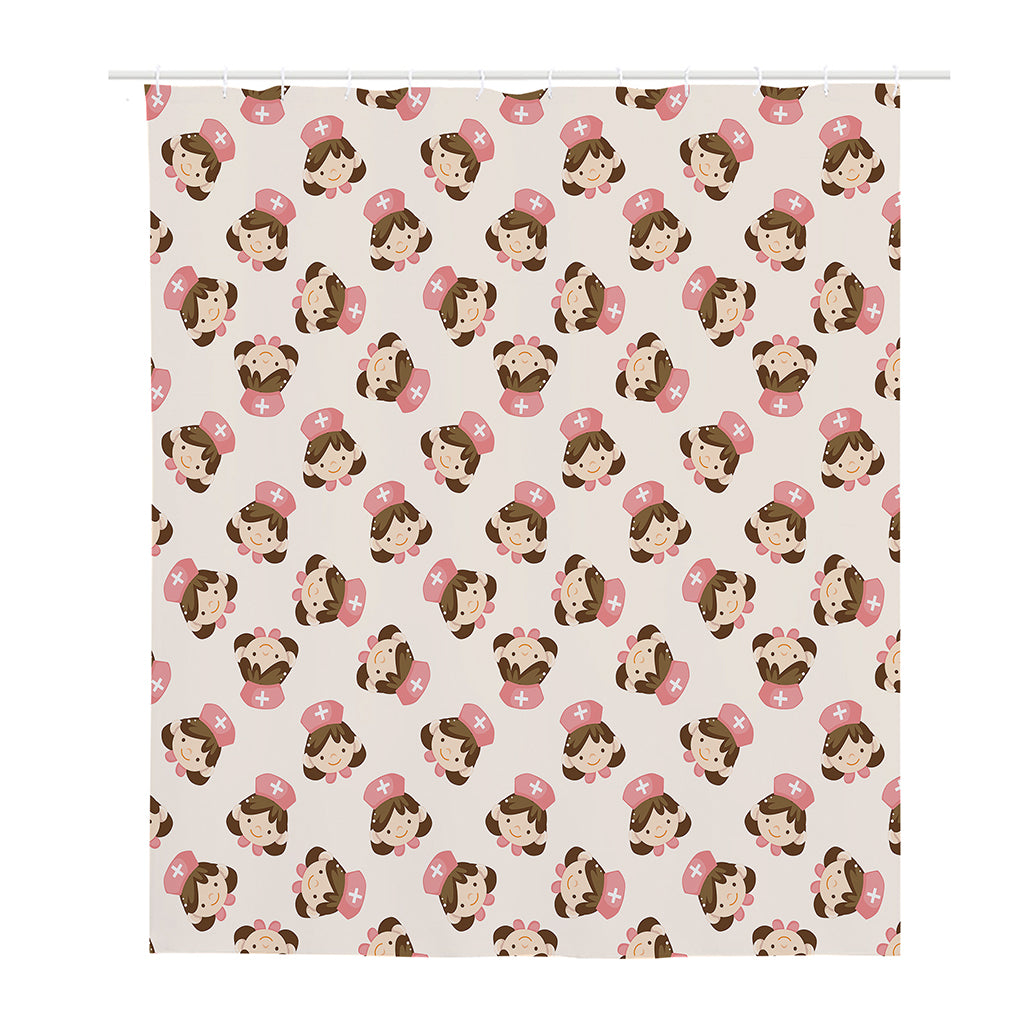 Cute Cartoon Nurse Pattern Print Polyester Shower Curtain