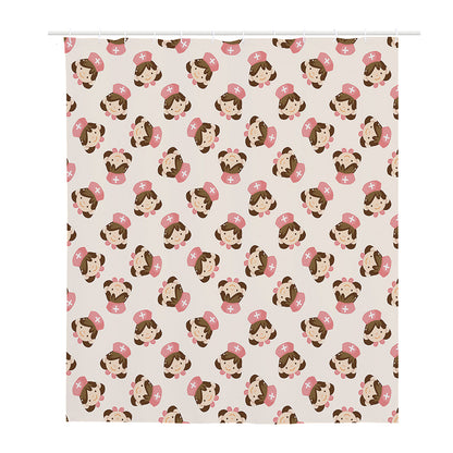 Cute Cartoon Nurse Pattern Print Polyester Shower Curtain