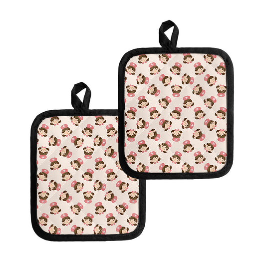 Cute Cartoon Nurse Pattern Print Pot Holders