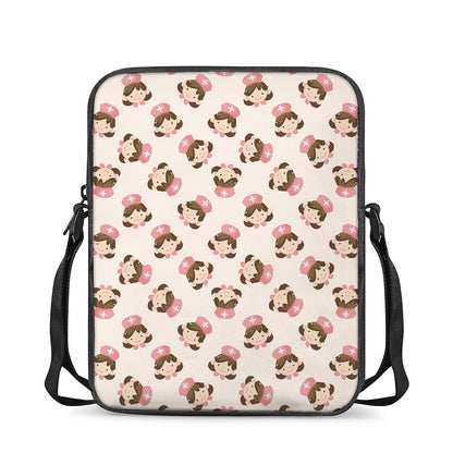 Cute Cartoon Nurse Pattern Print Rectangular Crossbody Bag