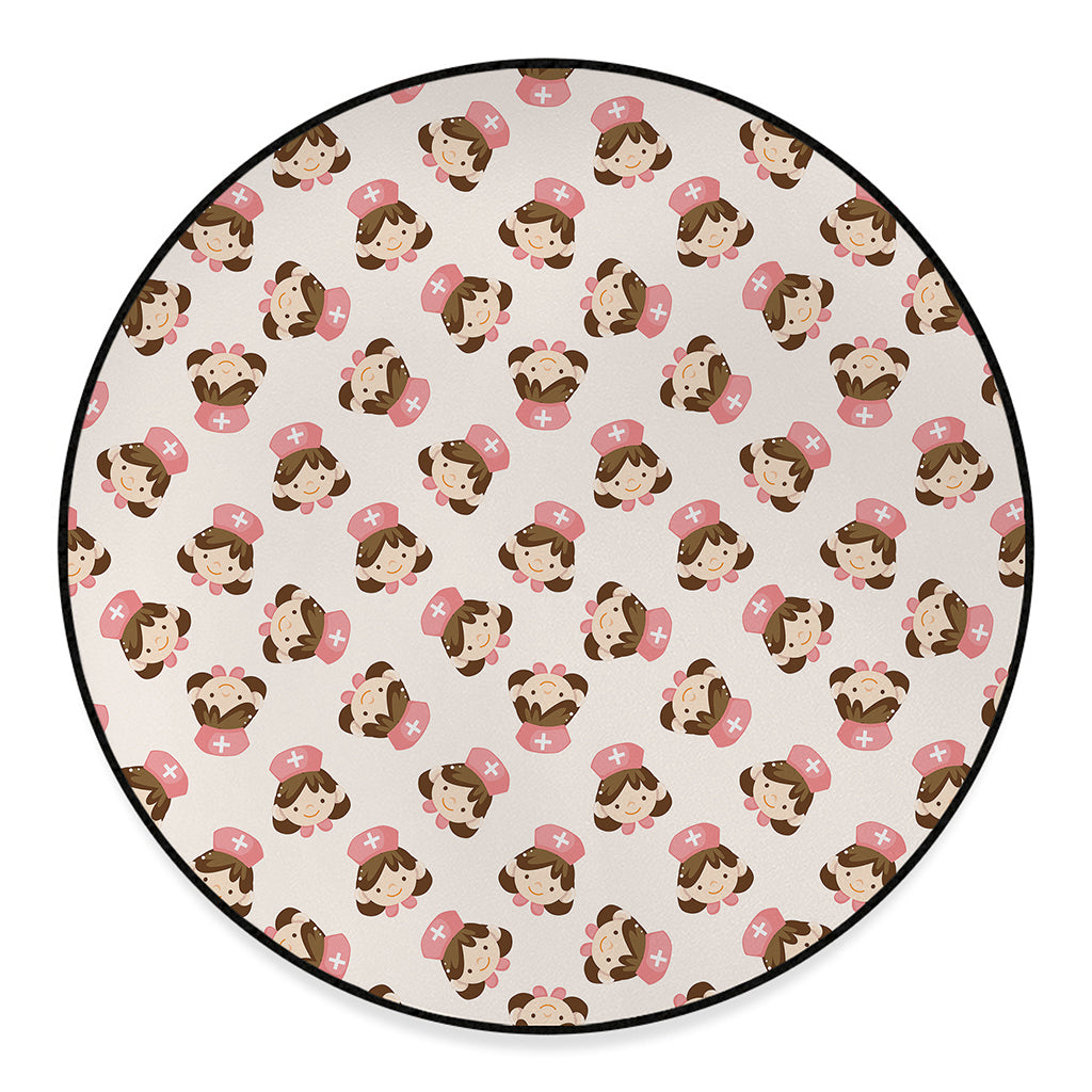 Cute Cartoon Nurse Pattern Print Round Floor Mat