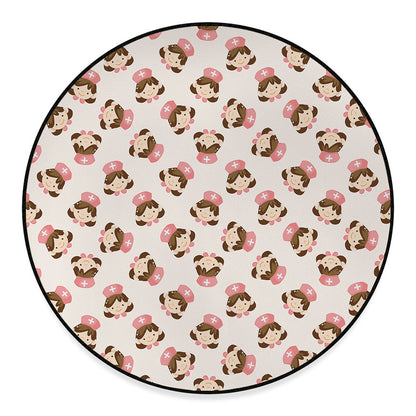 Cute Cartoon Nurse Pattern Print Round Floor Mat