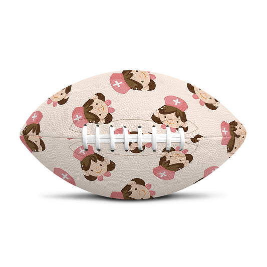 Cute Cartoon Nurse Pattern Print Rugby Ball