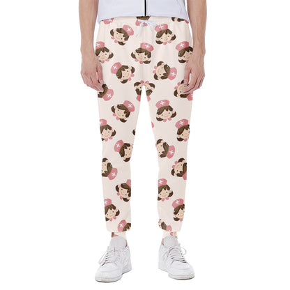 Cute Cartoon Nurse Pattern Print Scuba Joggers