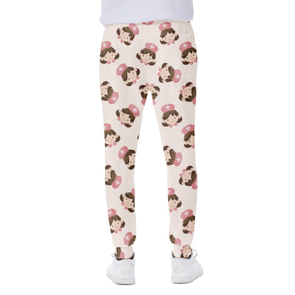Cute Cartoon Nurse Pattern Print Scuba Joggers