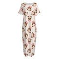 Cute Cartoon Nurse Pattern Print Short Sleeve Long Nightdress