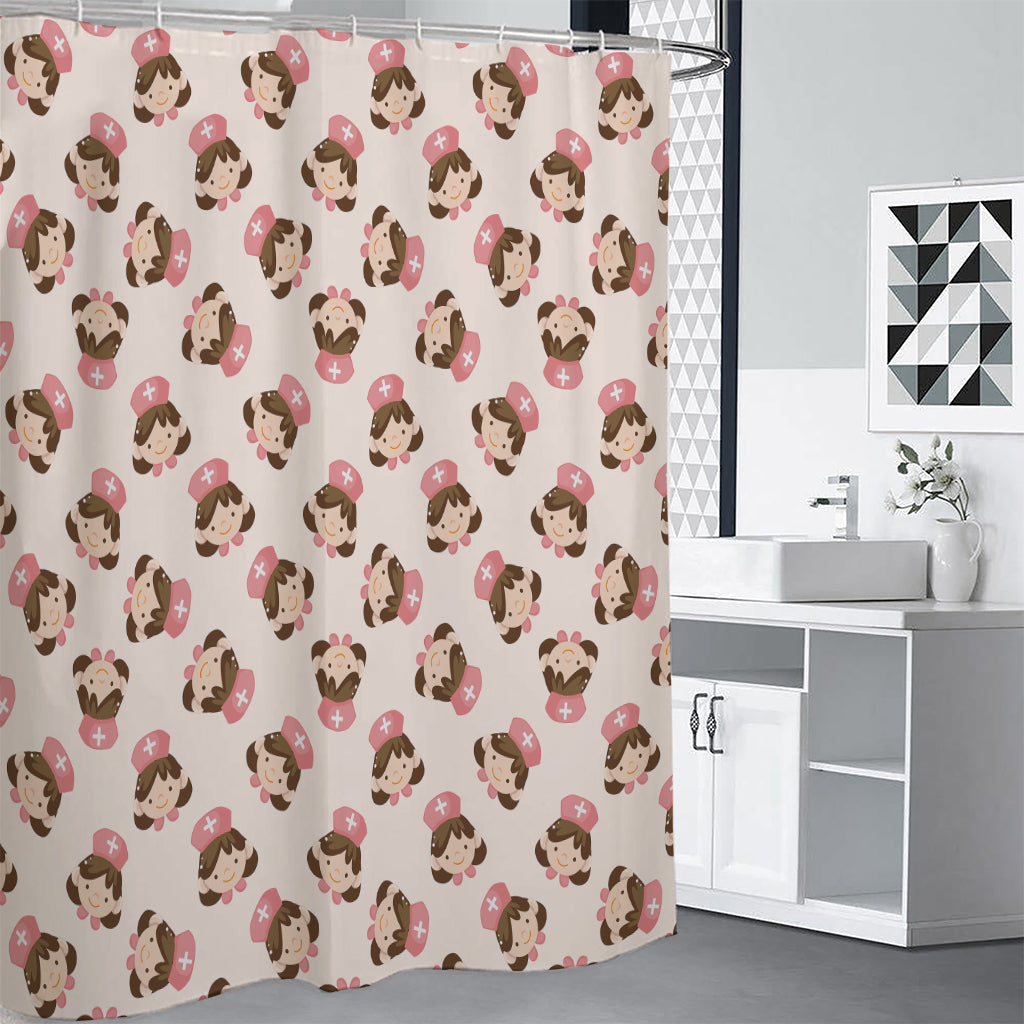 Cute Cartoon Nurse Pattern Print Shower Curtain