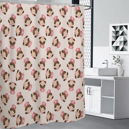 Cute Cartoon Nurse Pattern Print Shower Curtain