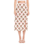 Cute Cartoon Nurse Pattern Print Side Slit Midi Skirt