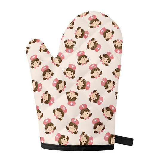 Cute Cartoon Nurse Pattern Print Single Oven Mitt