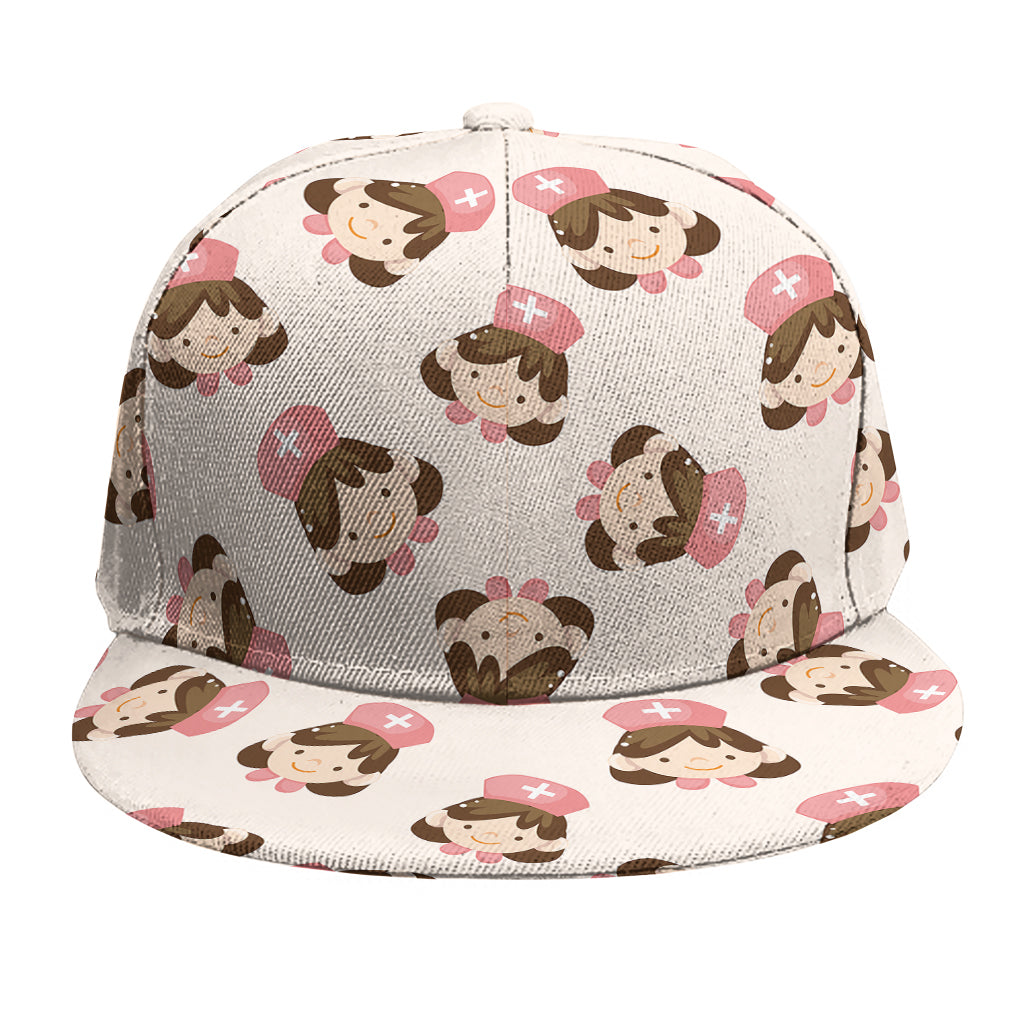 Cute Cartoon Nurse Pattern Print Snapback Cap