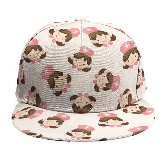 Cute Cartoon Nurse Pattern Print Snapback Cap