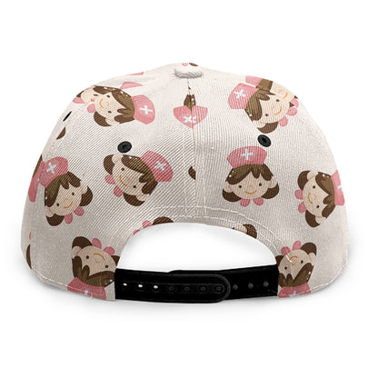 Cute Cartoon Nurse Pattern Print Snapback Cap