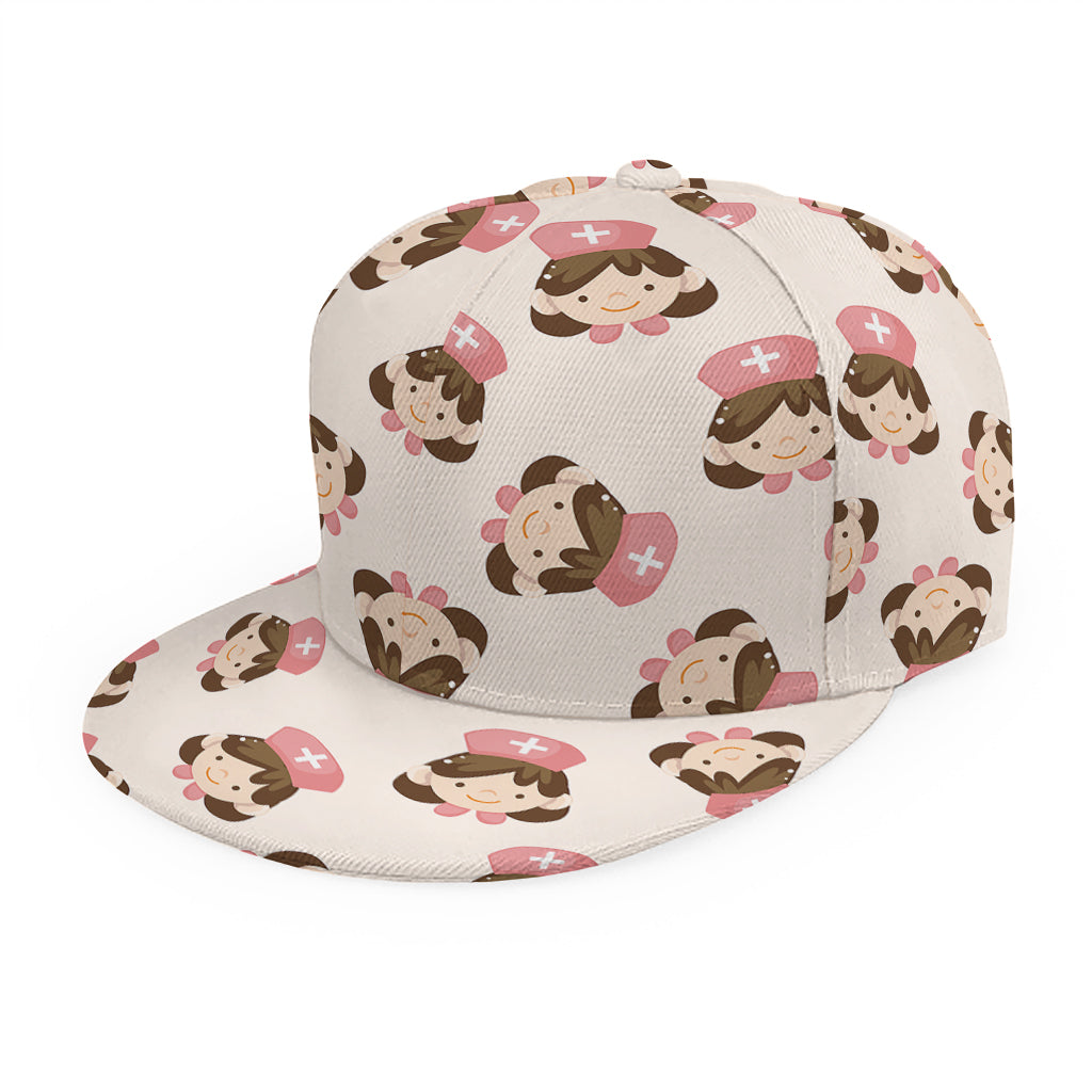Cute Cartoon Nurse Pattern Print Snapback Cap