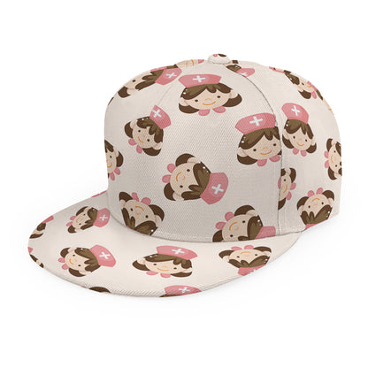 Cute Cartoon Nurse Pattern Print Snapback Cap