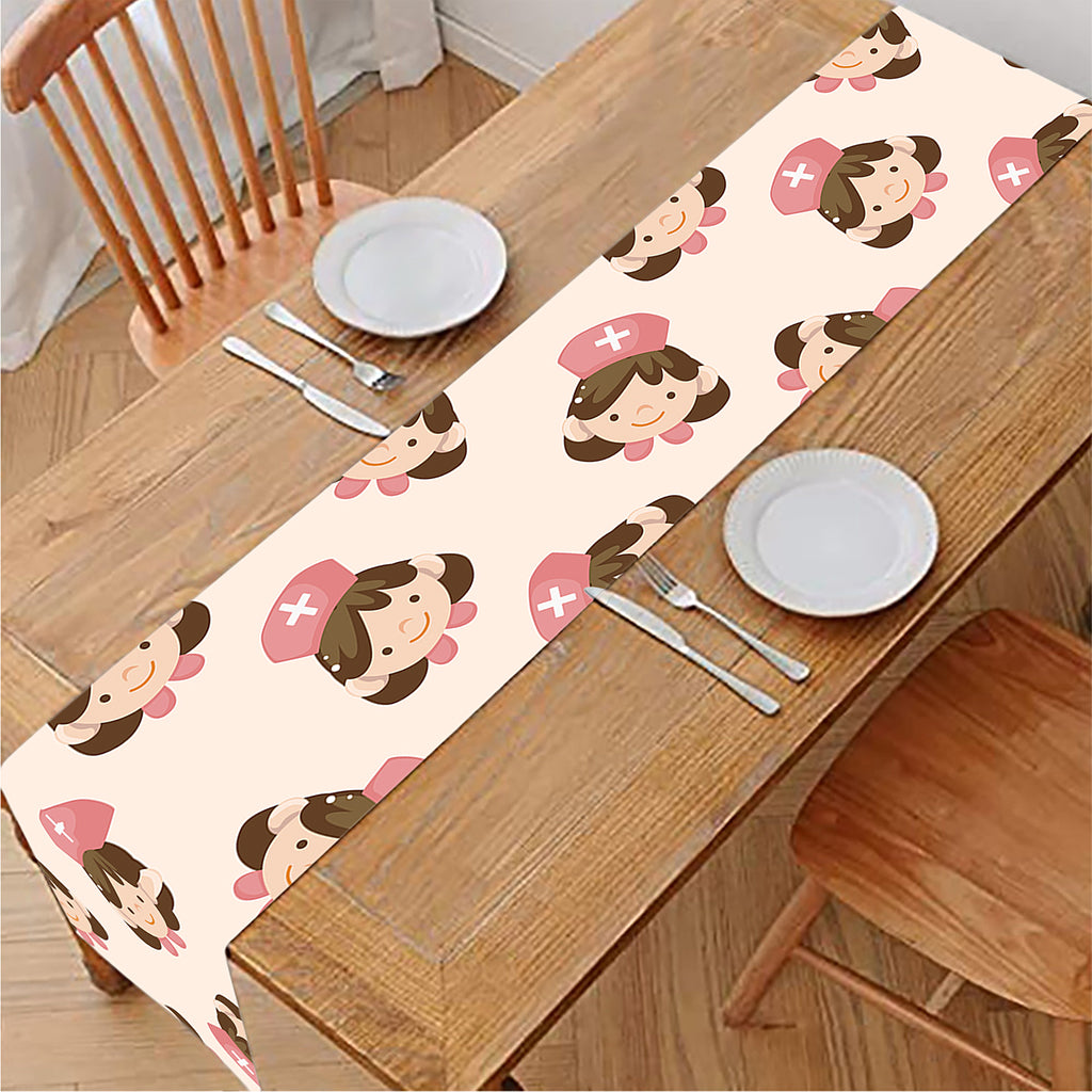Cute Cartoon Nurse Pattern Print Table Runner