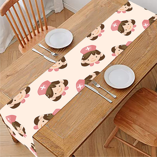 Cute Cartoon Nurse Pattern Print Table Runner