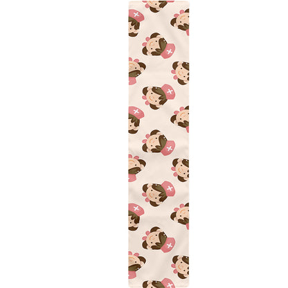 Cute Cartoon Nurse Pattern Print Table Runner