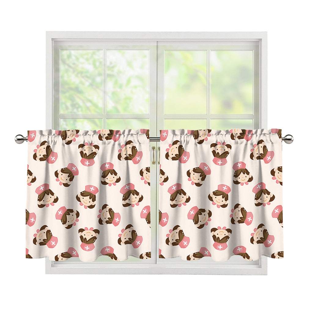 Cute Cartoon Nurse Pattern Print Tier Curtains